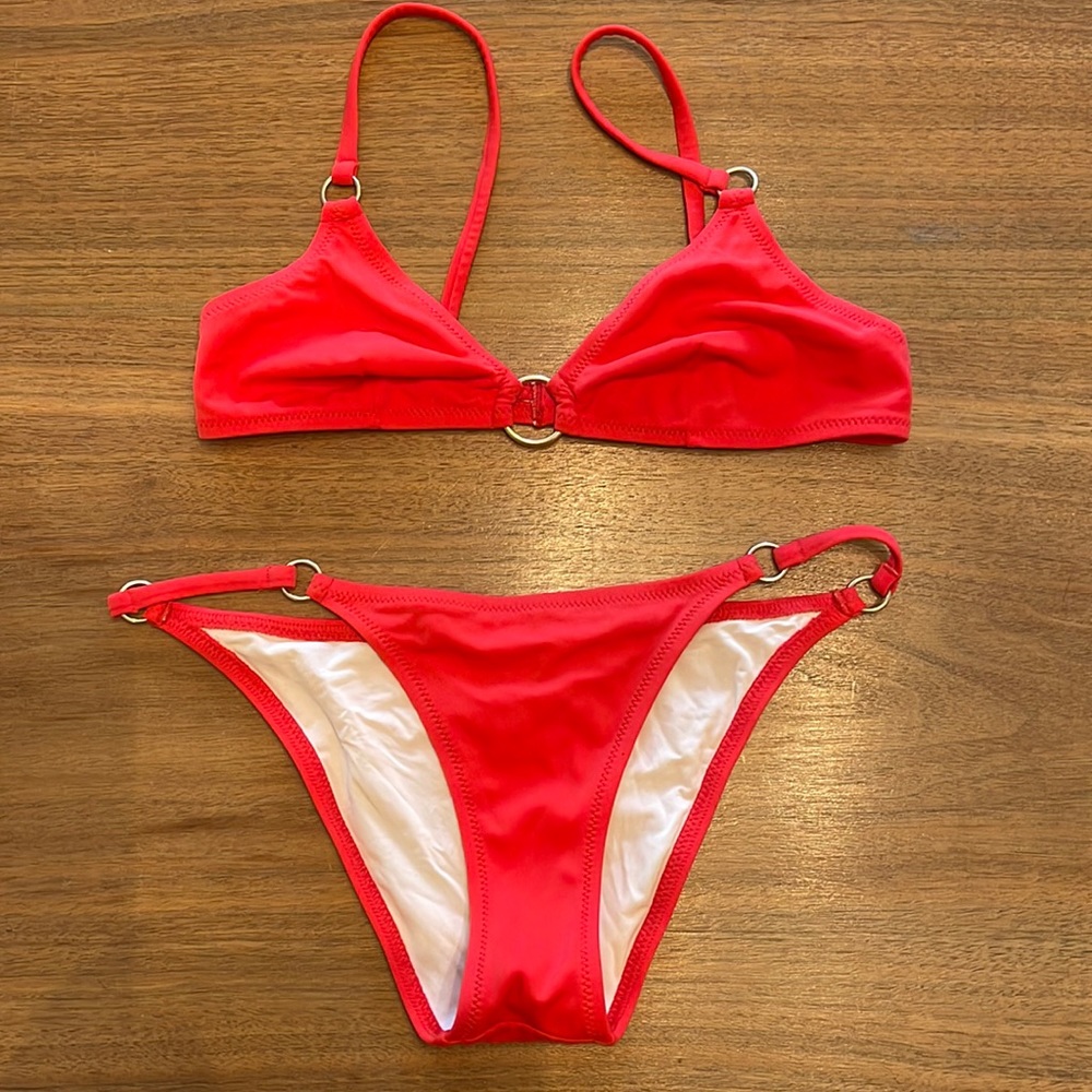 Solid and striped red tilda bikini